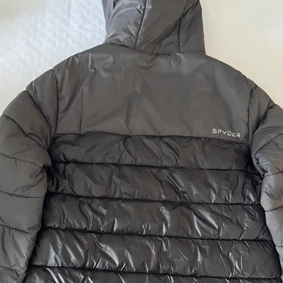 Spyder Men's Black and Dark Gray Puffer Jacket - Picture 5 of 7